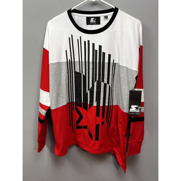 Starter‎ Black Label Shirt Womens Small Graphic Oversized Red Side Tie NEW - Picture 1 of 9